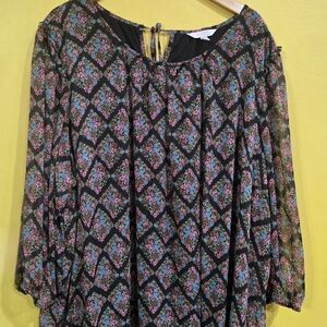 LC Lauren Conrad Brown Floral Blouse